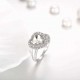 Platinum Heart Crystal Full Rhinestone Wedding Ring Gift for Women