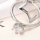 Platinum Plated Sweet Wedding Ring and Five-pointed Star Interlinked Pendant Necklace for Women