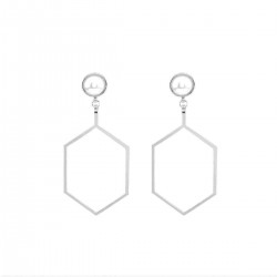 Polygonal Geometry Hollow Artificial Pearl Women Earrings