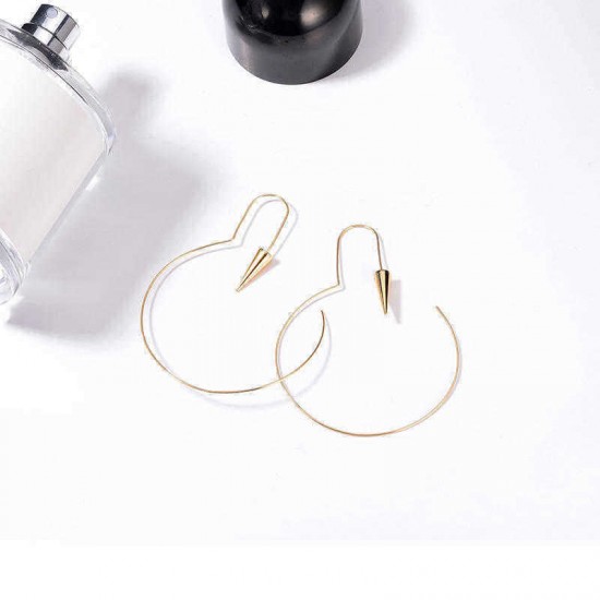 Punk 18K Gold Plated Cone Charm Piercing Hoop Earrings Jewelry for Women Best Gift