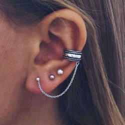 Punk Cartilage Earring Vintage Antique Silver Color Piercing Stud Earrings for Women