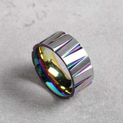 Punk Colorful Wire Drawing Stainless Steel Finger Ring Geometric Cone Unisex Engagement Rings