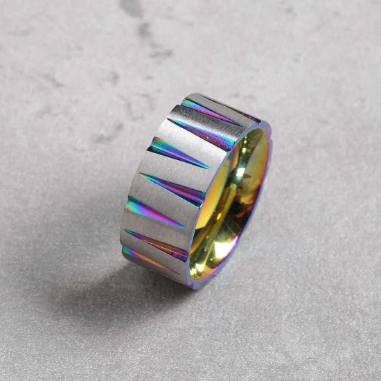 Punk Colorful Wire Drawing Stainless Steel Finger Ring Geometric Cone Unisex Engagement Rings