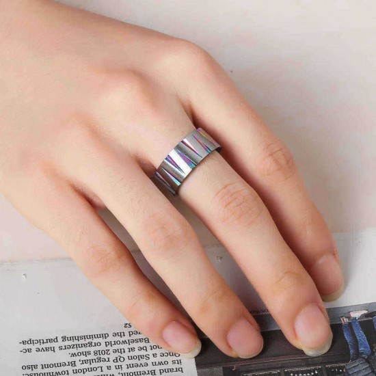 Punk Colorful Wire Drawing Stainless Steel Finger Ring Geometric Cone Unisex Engagement Rings