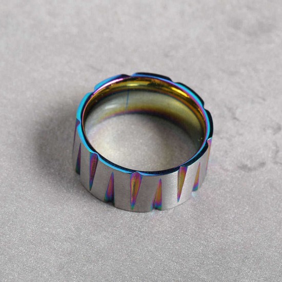 Punk Colorful Wire Drawing Stainless Steel Finger Ring Geometric Cone Unisex Engagement Rings