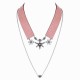 Punk Cotton Collar Flower Rhinestone Tassel Two Layers Necklace