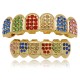 Punk Geometric Colorful Rhinestone Braces Clown Grillz Diamond Gold Braces Teeth Jewelry