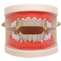 Punk Geometric Metal Rhinestone Decorative Braces Hip Hop Diamond Gold Braces Teeth Jewelry