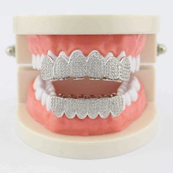 Punk Geometric Rhinestone Braces Cross Diamond Mosaic Denture Teeth Jewelry