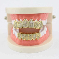 Punk Geometric Rhinestone Braces Cross Diamond Mosaic Denture Teeth Jewelry