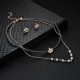 Punk Gold Crown Charm Double Layer Black Choker Fashion Crown Piercing Earrings for Women