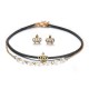 Punk Gold Crown Charm Double Layer Black Choker Fashion Crown Piercing Earrings for Women