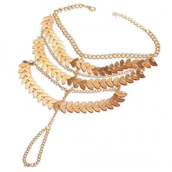 Punk Gold Multilayer Tassels Chain Anklet Beach Bracelet