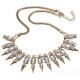 Punk Gold Rhinestone Metal Spike Rivets Snake Chain Necklace For Women