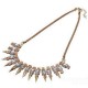 Punk Gold Rhinestone Metal Spike Rivets Snake Chain Necklace For Women