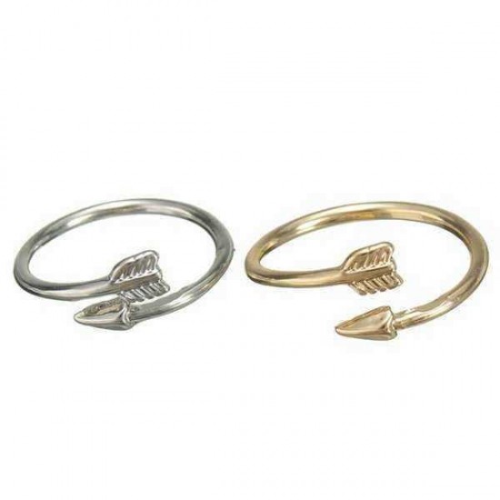 Punk Gold Silver Arrow Through A Heart Wrap Opening Rings Adjustable for Women