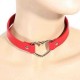 Punk Heart Button Leather Choker Collar Necklace Handmade Jewelry for Women