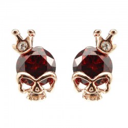 Punk Skull Crown Ear Stud Exquisite Zinc Alloy Rhinestones Earrings for Women