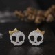 Punk Skull Skeleton Golden Bowknot Ear Stud Vintage Silver Earring Gift for Girl Women