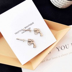 Punk Unisex Silver Gold Color Gun Stud Earring 925 Sterling Silver Needle Ear Jacket Earrings