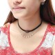 Punk Women Jewelry Set Double Layer Gold Chain Choker Piercing Black Rhinestone Sun Shape Earrings