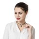 Punk Women Jewelry Tassel Pendant Shiny Rhinestone Black Choker Clavicle Necklace