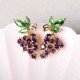 Purple Grape Gemstone Ear Drop Earring 18K Gold Plated Crystal Earring Gift For Women