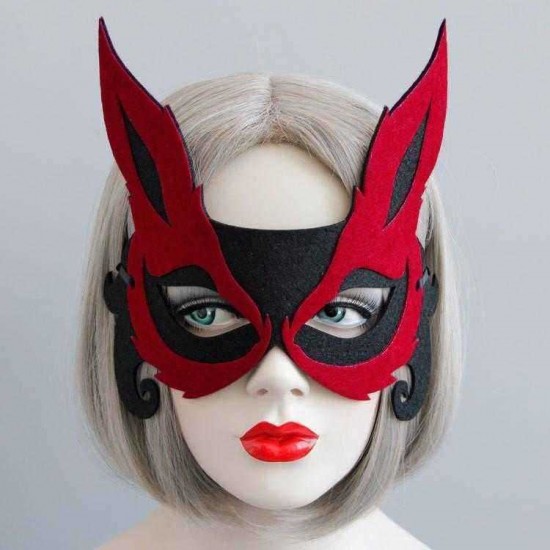 Red Devil Mask Cosplay Felt Cloth Ribbon Masquerade Mask