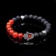 Retro 8mm Volcanic Stone Beaded Bracelet Half Natural Stone Bracelet Alloy Hand Women Bracelet