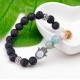 Retro 8mm Volcanic Stone Beaded Bracelet Half Natural Stone Bracelet Alloy Hand Women Bracelet