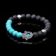 Retro 8mm Volcanic Stone Beaded Bracelet Half Natural Stone Bracelet Alloy Hand Women Bracelet