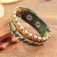 Retro Alloy Leather Hand Woven Bangle Geometry Multicolor Bracelet for Men Women