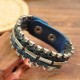 Retro Alloy Leather Hand Woven Bangle Geometry Multicolor Bracelet for Men Women