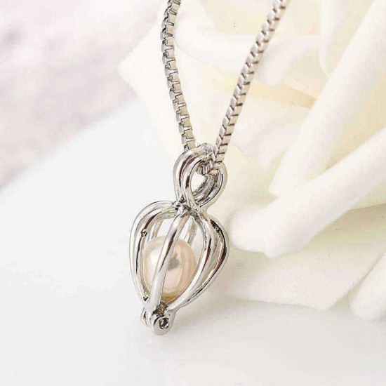 Retro Artificial Pearl Necklace Unique Hollow Openable Lantern Pendant Chain Jewelry for Men Women