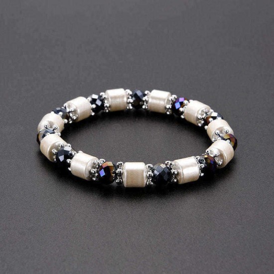 Retro Black Gallstone Beaded Bracelets Vintage Oval Irregular Unisex Bracelet Ethnic Jewelry