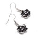 Retro Black Rose Flower Ear Drop Alloy Women  Elegant Accessories Earring