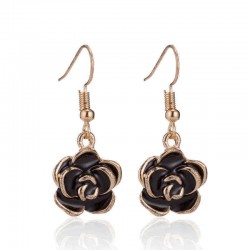 Retro Black Rose Flower Ear Drop Alloy Women  Elegant Accessories Earring