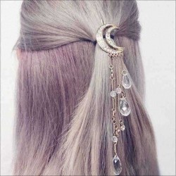 Retro Diamond Tassels Crescent Hairpin Stars Pendant Hair Accessories for Women