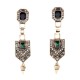 Retro Emerald Diamond Ear Drop Rhinestone Earring Long Style Earrings For Women