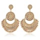 Retro Ethnic Tassel Alloy Flower Moon Drop Dangle Earring Jewelry for Women