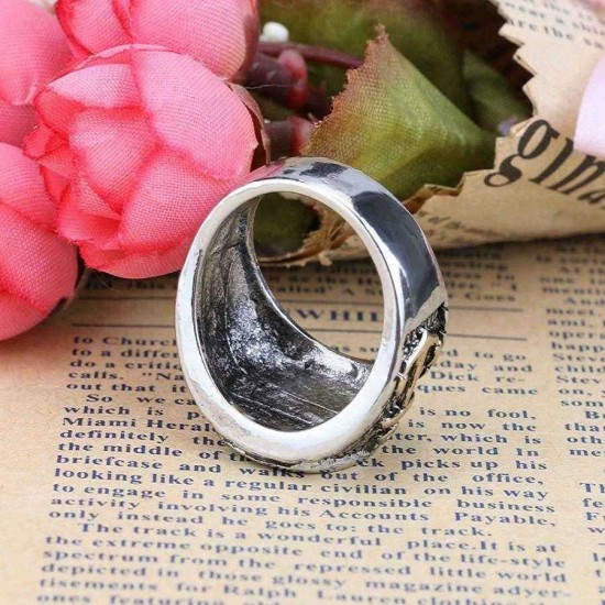 Retro Finger Ring Antique Silver Astrolabium Compass Pattern Rings Ethnic Jewelry For Men