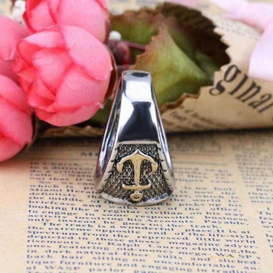 Retro Finger Ring Antique Silver Astrolabium Compass Pattern Rings Ethnic Jewelry For Men