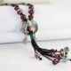 Retro Fish Pendant Long Sweater Chain Ethnic Ceramic Beads Tassel Necklace for Girls Women