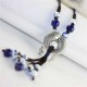 Retro Fish Pendant Long Sweater Chain Ethnic Ceramic Beads Tassel Necklace for Girls Women