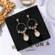 Retro Flower Pearl Ear Drop Long Style Water Drop Earrings Women Rhinestone Earring