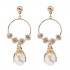 Retro Flower Pearl Ear Drop Long Style Water Drop Earrings Women Rhinestone Earring