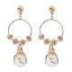 Retro Flower Pearl Ear Drop Long Style Water Drop Earrings Women Rhinestone Earring