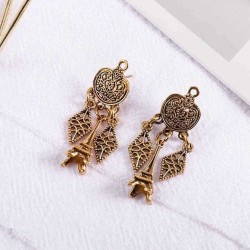 Retro Gold Tower Ear Drop Earrings Alloy Geometric Earring Jewelry For Women