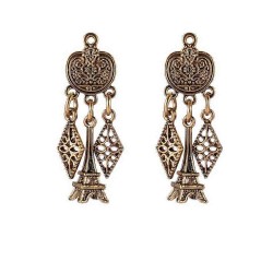 Retro Gold Tower Ear Drop Earrings Alloy Geometric Earring Jewelry For Women