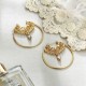 Retro Hallow Big Round Ear Drop Earring Rhinestone Gold Earring For Women